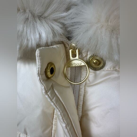 NWT Barbour Jacket Coat Fortmartine Quilt Fur Cream Size 14 - Picture 7 of 10